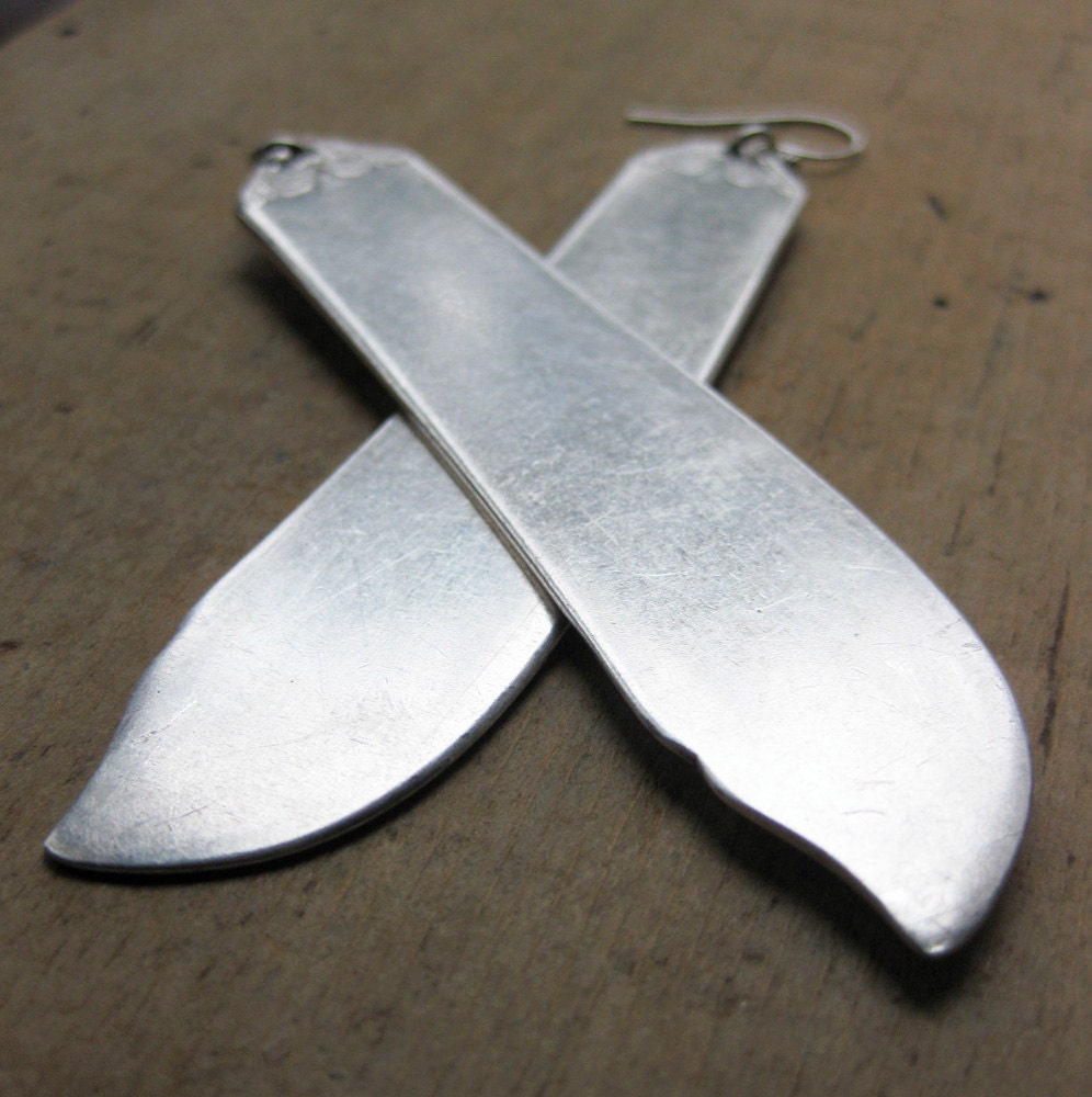 recycled KNIFE silverware earrings