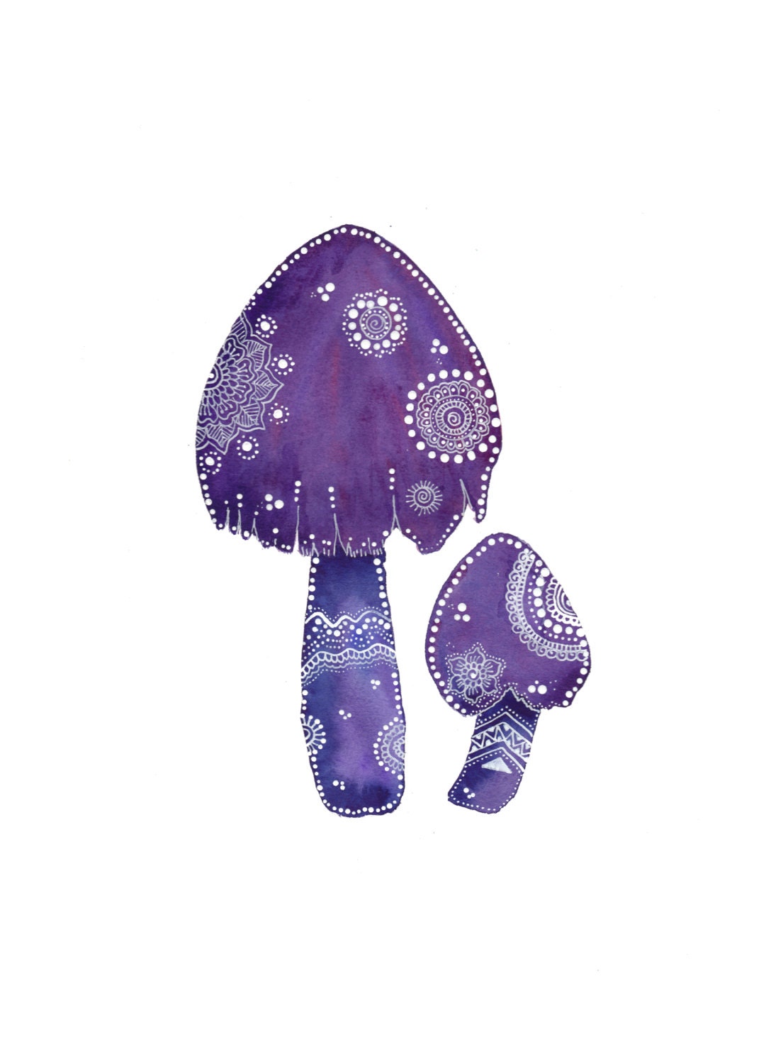Mauve Mushrooms Archival Art Print