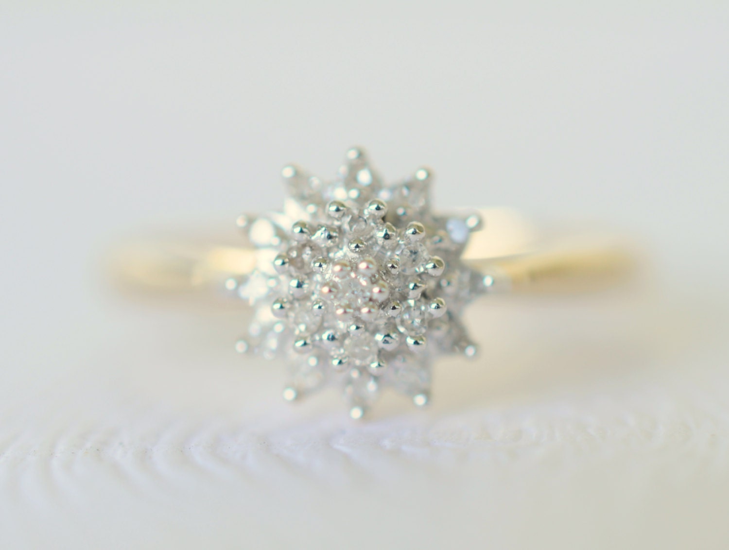 1970s vintage / 9k gold and diamond engagement ring / Size 6.75 // SIMPLE BLISS