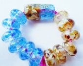 Sand and surf - handmade lampwork bead set