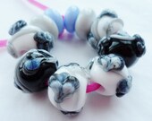 Shades to grey  - handmade lampwork bead set