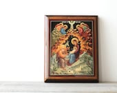 Vintage religious icon / wall decor / Nativity image / Byzantine style / religion / collectible