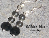 Earrings " Shine "  Genuine Faceted Azabache and Genuine Hematite