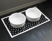 Black & White Dot Pet Placemat with Solid White Border