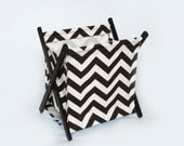 Brown & Cream Chevron Stripe Pet Toy Hamper with frame
