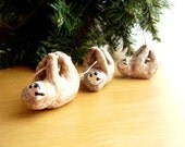 Sloth Ornaments - 3 Sloth Miniature Figurines - Polymer Clay Sloths - Sloths Totem