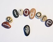 10 Magnets Custom Letters or Je T'Adore (I Adore You in French) Quote, Beach Pebbles, Inspirational Words, Gift Ideas, Sea Stones, Rocks