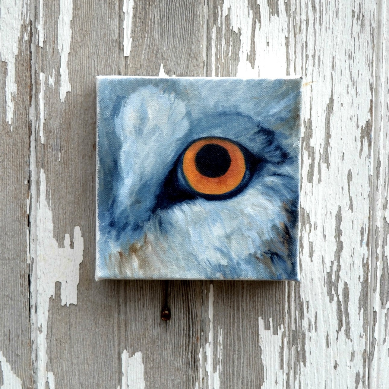 Wildlife art, original oil on canvas, wolf painting, wall art, home decor - Eye See You series nine