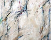 Untitled, 3-13-13  (abstract painting, black, pastel, white, ivory, brown, cream, red, green)