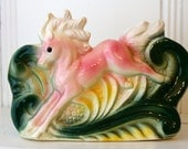 VIntage 1960s Horse Planter Pink and Green