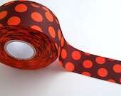 Ribbon Grossgrain Chocolate Brown orange Fall Pumpkin Polka Dot 1.5 inches wide 2 yard pieces Africa Adoption Fundraiser