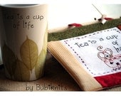 Tea is a cup of life -- hand-stitch quilt wall hanging pattern