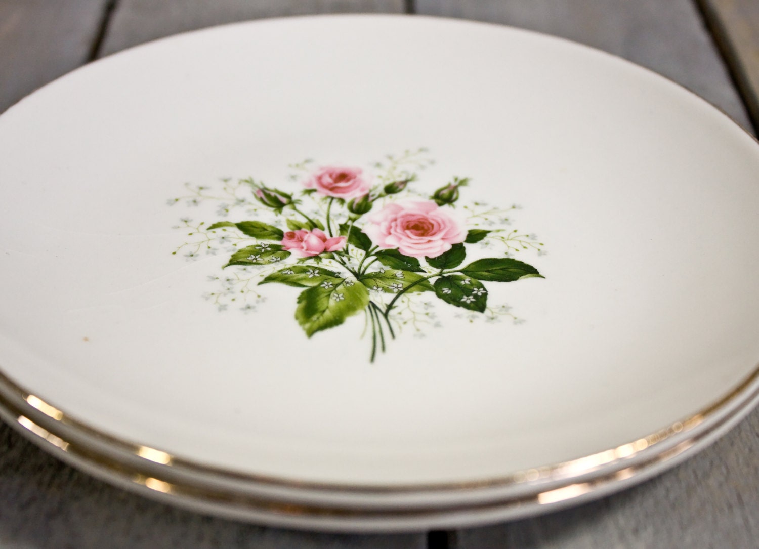 Rose plates, Vintage Rose tea plates, Vintage Plates