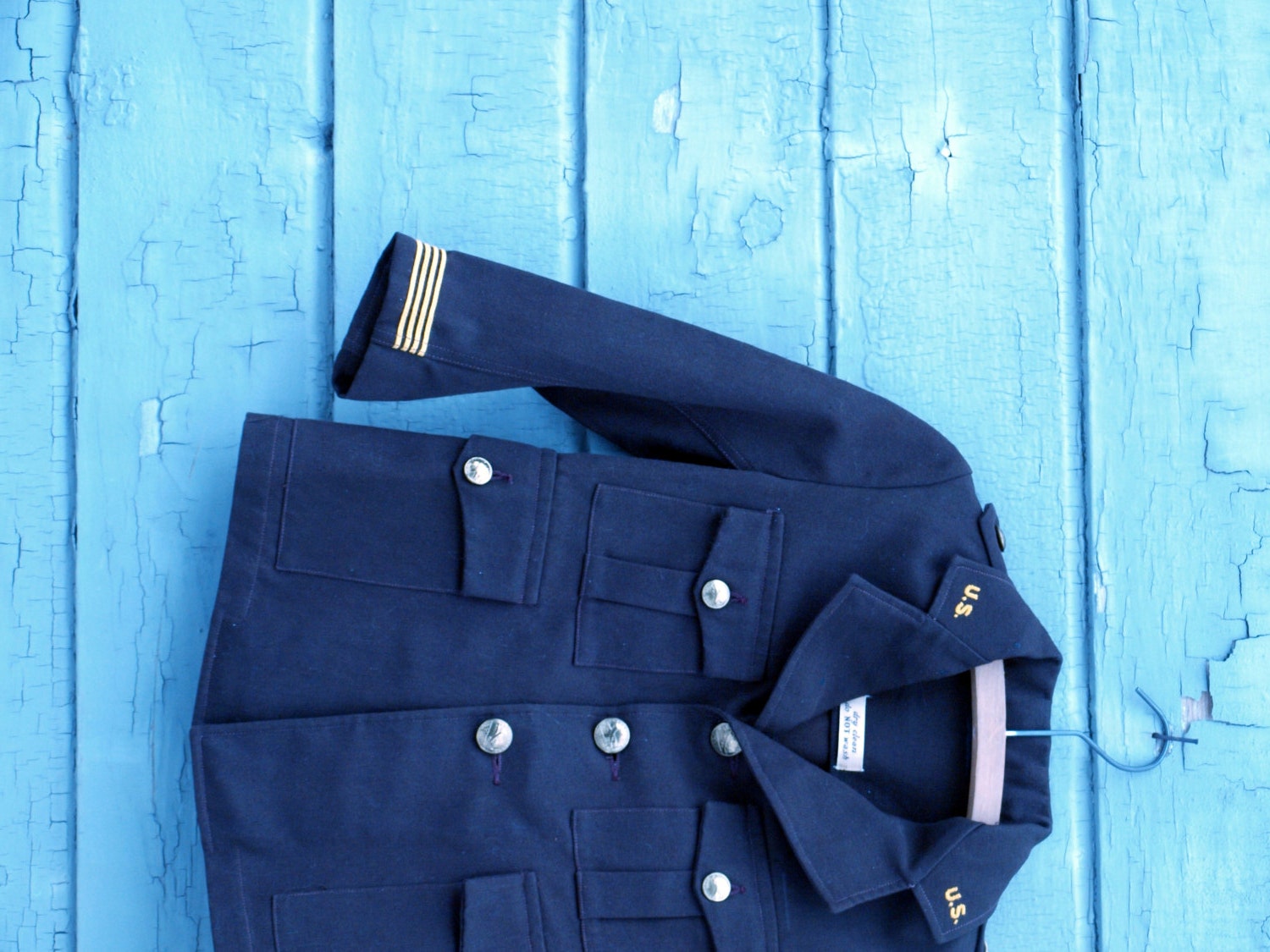 SALE vintage tom sawyer for real boys U.S. military style blazer jacket with brass buttons and gold detail