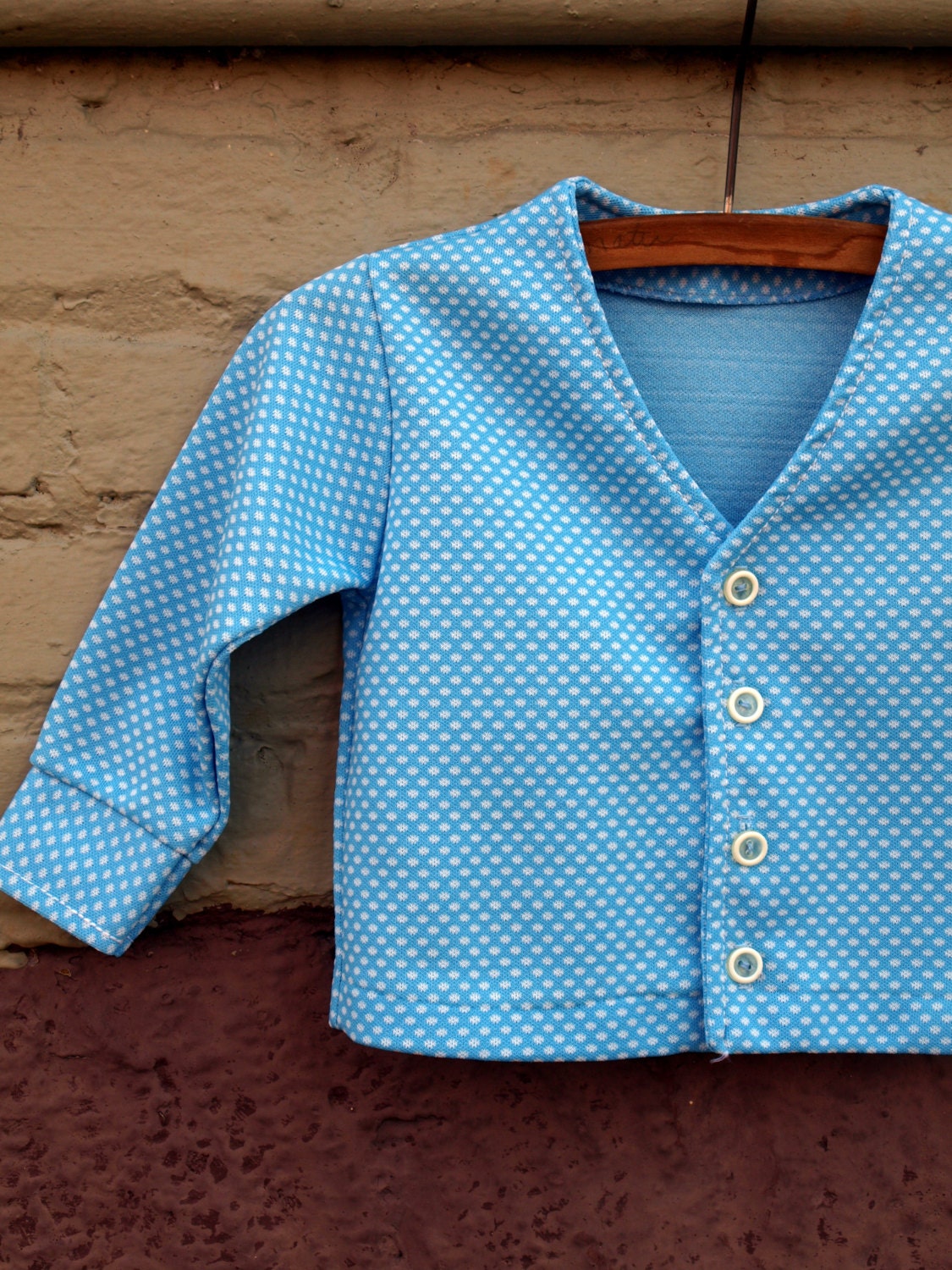 vintage blue and white polka dot poly blazer jacket for baby