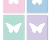 SALE - Butterfly Collection Printable Art Set- Four 8" x 10" high resolution JPEGs - Pastels Pink, Blue, Seafoam, Lavender- Instant Download