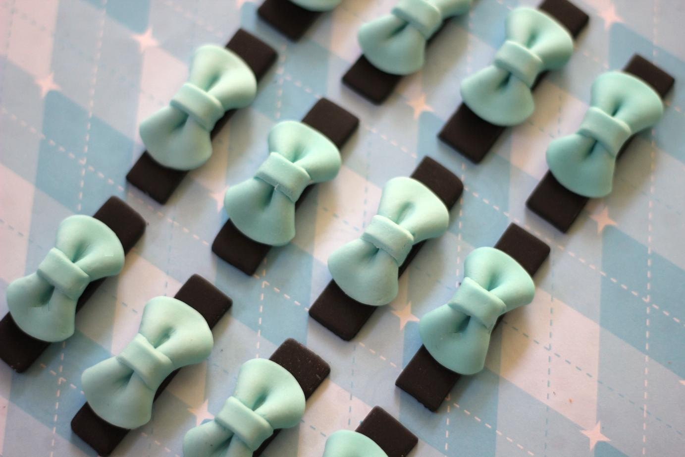 Tiffany Bows Tux Fondant Toppers - Perfect for Weddings, Baptism, Birthydays and more