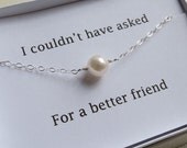 ON SALE TWO Single Pearl Bracelets & Card Set - Best Friends Bracelet- Single Pearl Bracelet, Bridal Bracelet, Bridesmaids Gifts, Pearl Jew