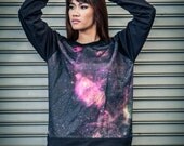 Galaxy Sweatshirt - Unisex Galaxy Screenprinted Longsleeve In Black.