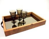 Rustic Modern Serving Tray // Reclaimed Barn Wood Frame // Industrial Barware