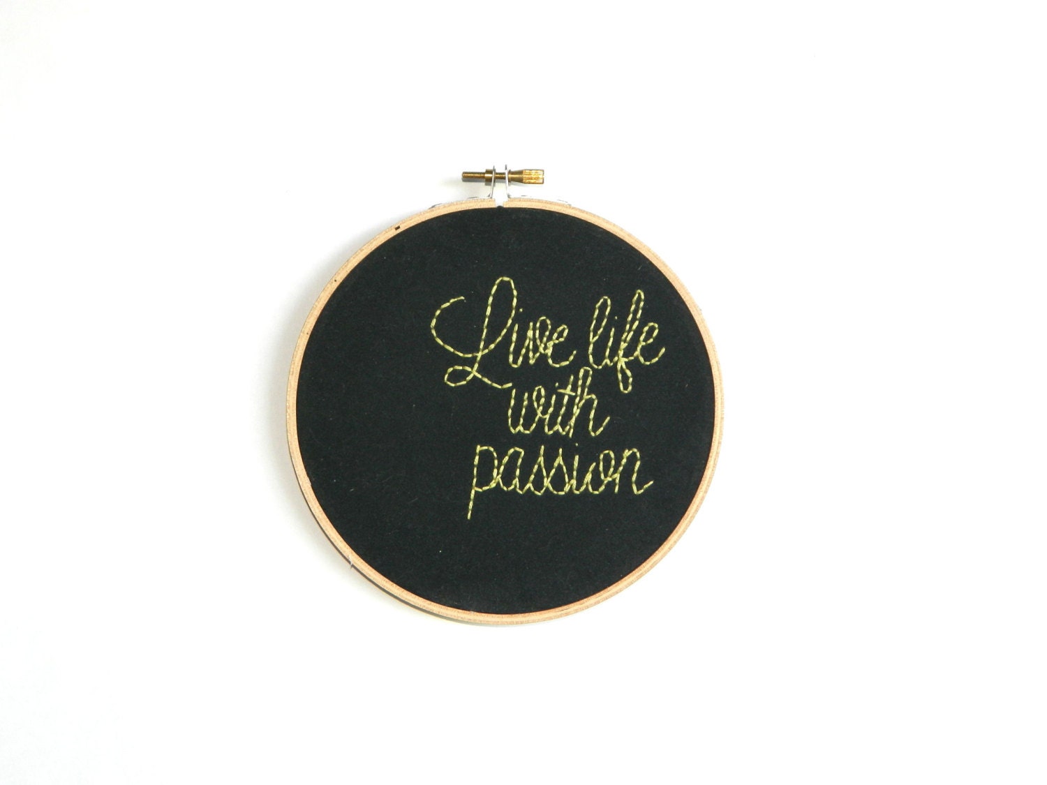 Live life with passion embroidery hoop wall art