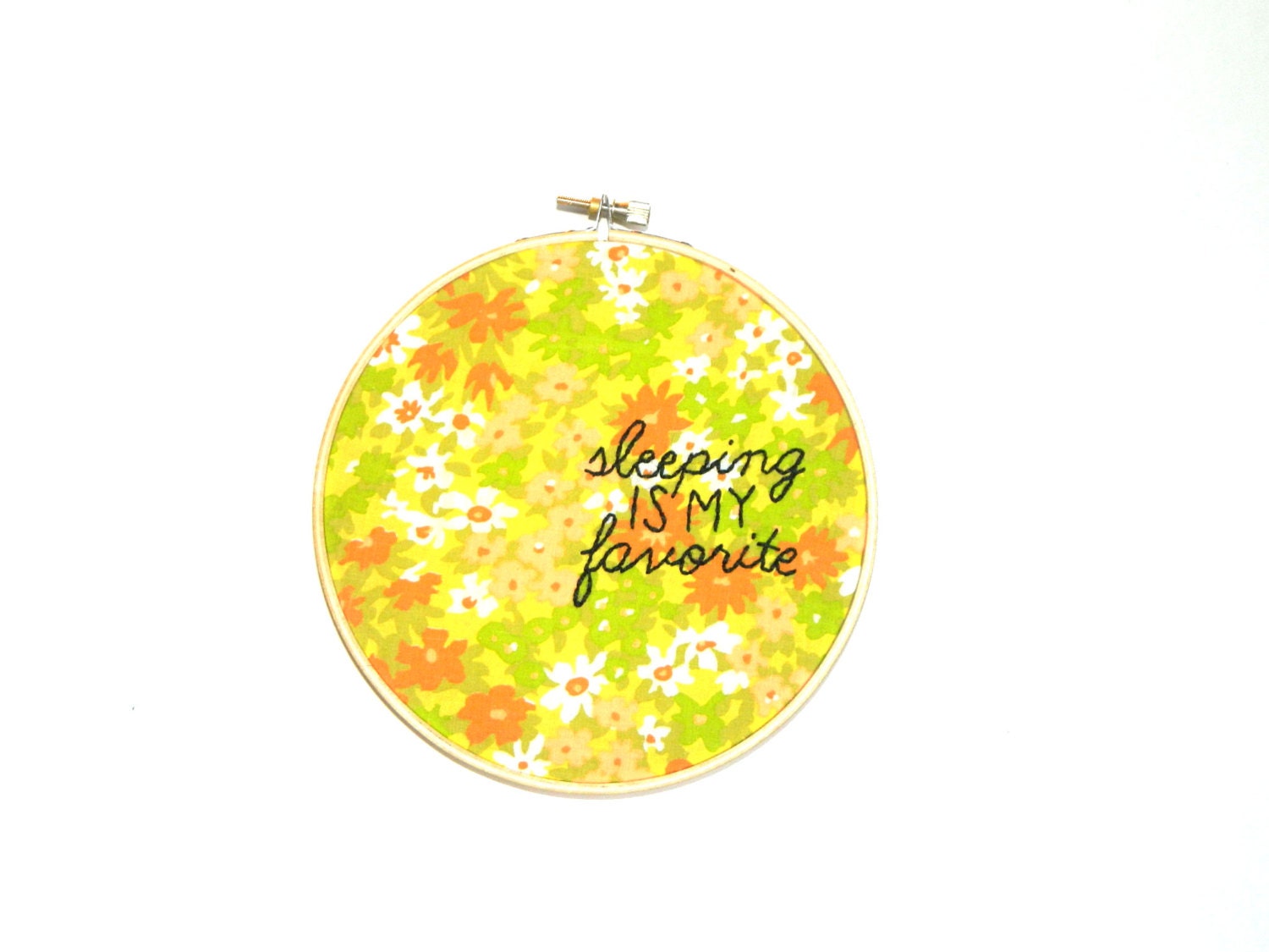 sleeping is my favorite embroidery hoop wall art