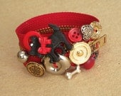 Red Zipper Bracelet Silver Gold Scotty Dog Bone