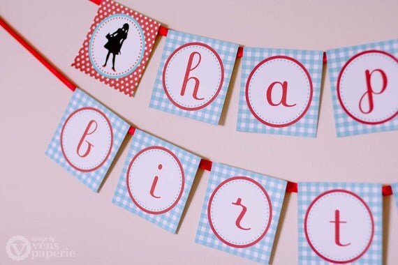 Dorothy Wizard of Oz Birthday Party - DIY PRINTABLE Happy Birthday Banner - Instant Download - design by venspaperie - PS805CA1e Il_570xn