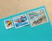 Vintage unused - Beach Swimming - postage stamps to post 5 letters - or use in scrapbooking and crafts