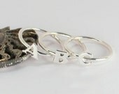 MADE TO ORDER - Three (3) Initial Letter Stacking Rings - Sterling Silver