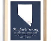 Custom Family Art - Personalized Wall Decor for Families - Nevada or Your City, State and Color