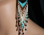 NEW EXCLUSIVE Native American Absolutely Gorgeous 4-1/2" of Turquoise and Copper Earrings
