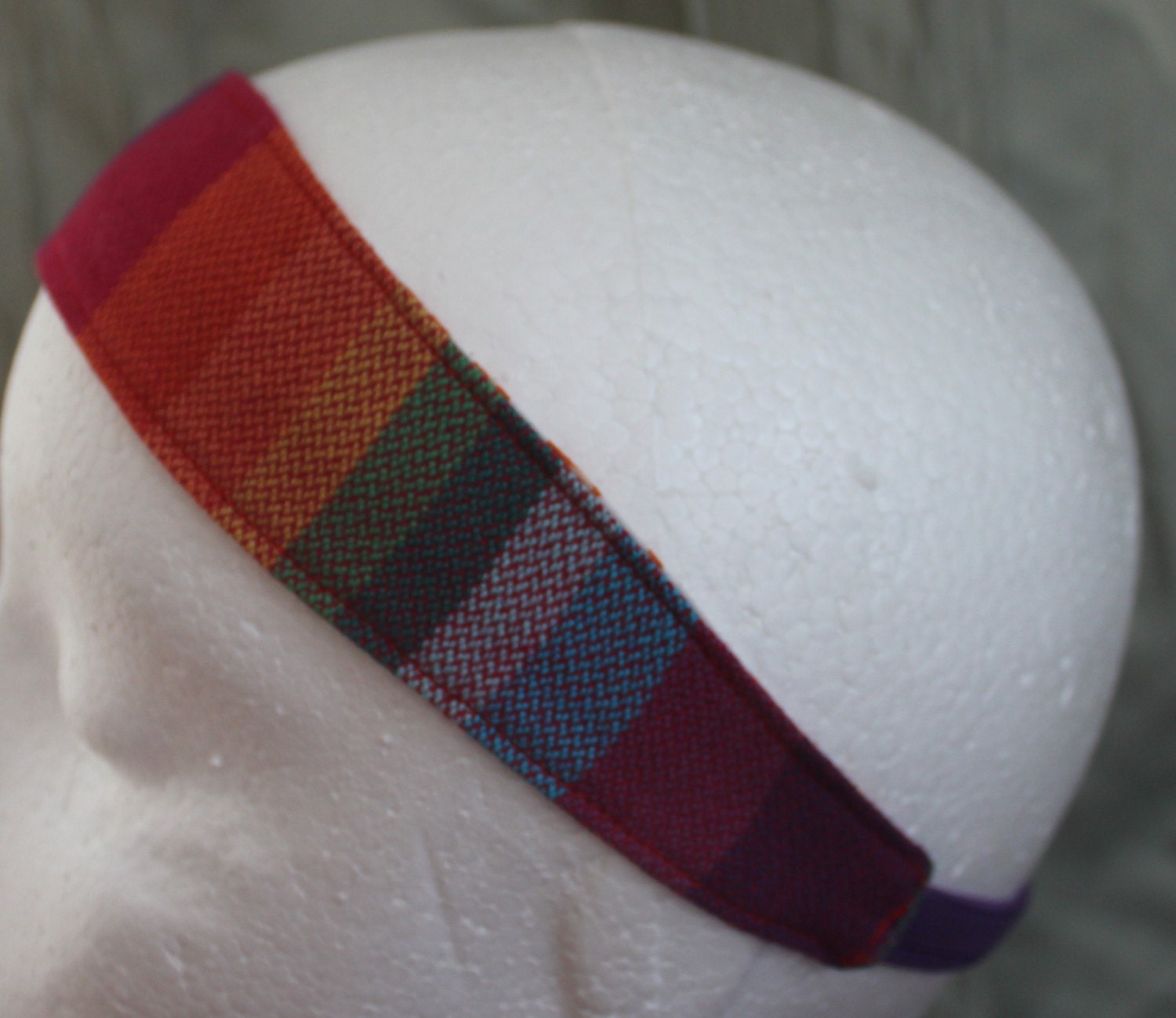 Women's Wrap Scrap Headband, Made from Upcycled Girasol Double Rainbow RR Rojo
