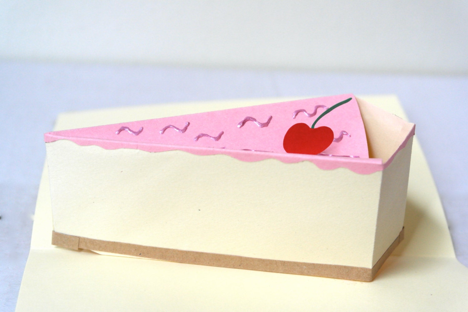 Happy Birthday - Cake Slice 3D Pop Up Card - Original Handmade Special Unique Sweet Funny Greeting Card