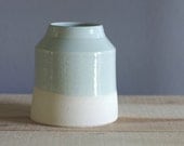 SAMPLE SECOND vase - pale green glaze on off white stoneware clay. rustic folk simple - flower vase