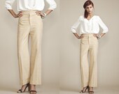 Vintage 60s 70s PLAID Pants // Yellow Trousers // Suit Pants // High Waist