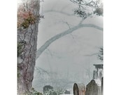Fantasy Dark Art, Death by Winter Fog, 5x7 Gothic Fine Art Print, Virginia Cemetery Fine Art