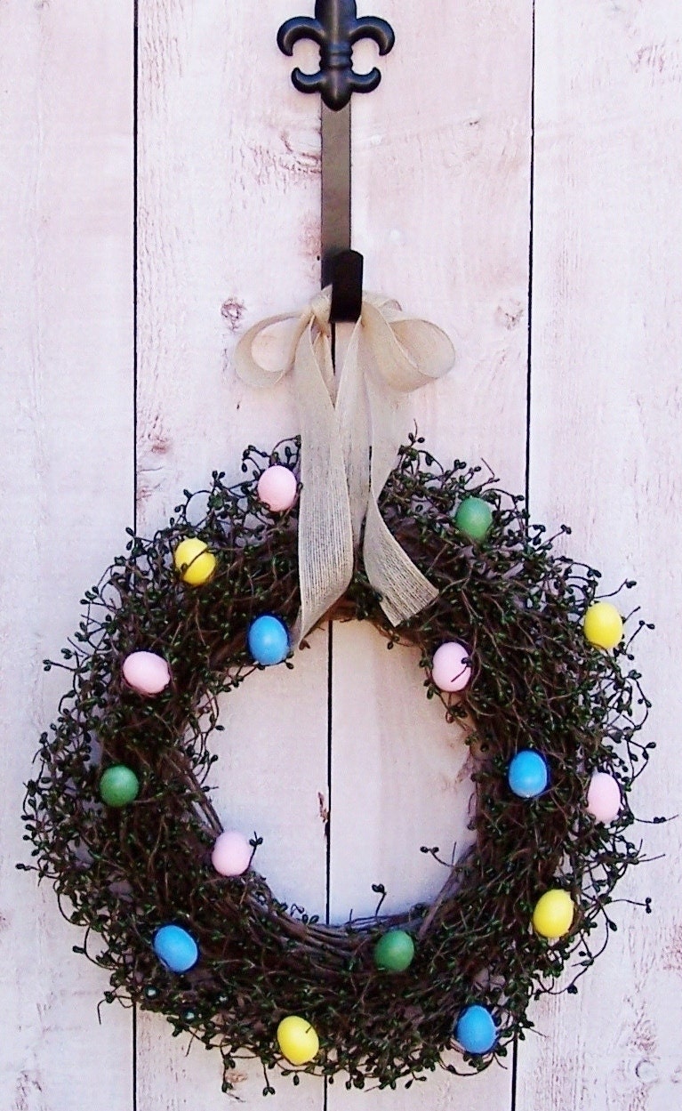 Spring Wreath-Easter Wreath-Spring Door Wreath-Country Wreath-RUSTIC PASTEL EGG Berry Door Wreath-Easter Decor-Spring Decor