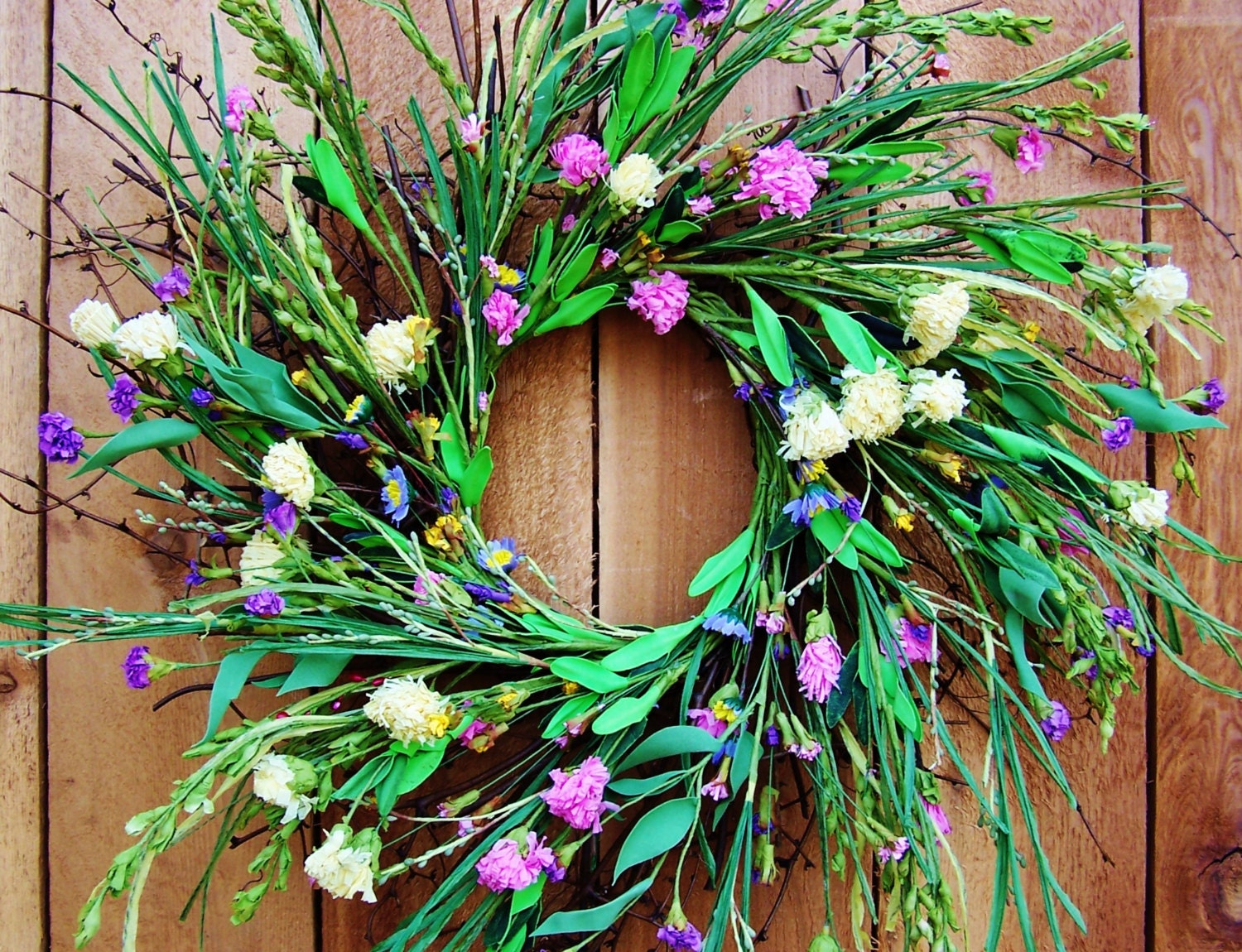 Spring/Summer Wreath-Spring Door Wreath-RUSTIC WOODLAND BLOSSOMS Twig Wreath-Front Door Wreath-Spring Decor-Rustic Primitives Country Decor