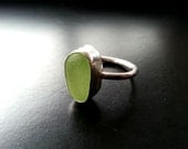Sea Glass Ring, Sea Glass Jewelry, Sterling Silver, Blue, Stackable, Light Green. Beach Glass Jewelry