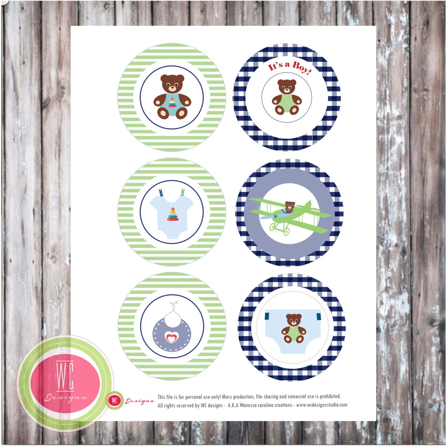 PARTY LOGOS - Teddy Bear Aviator Party Logos - Instant Download - Party printables by WC Designs Il_570xn