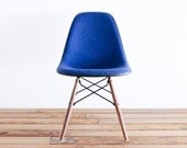 Eames DSW Navy Tweed on Walnut Dowel Chair