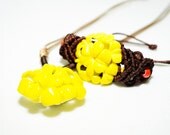 Set of jewelry,chic women ceramic jewelry set,yellow pendant necklace,porcelain hand-braid bracelect,broken china,fashionable gift for her