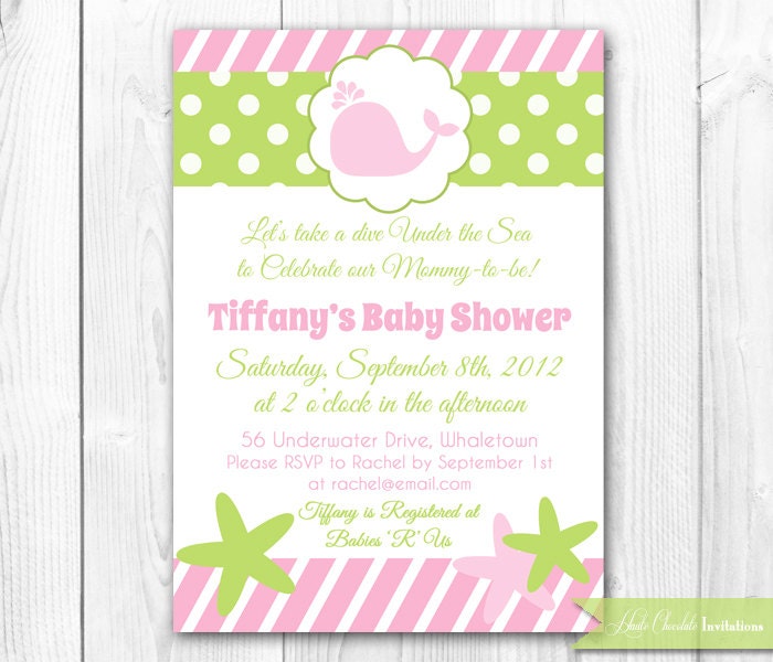 Under the Sea Party. Pink Under the Sea Baby Shower or Brithday Party Invitation. DIY Printable Invite. Il_570xn