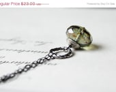 Spring Sale the botonist's wife. necklace. (luster czech glass. earthy green. rondelle. gemstone. sterling silver.)