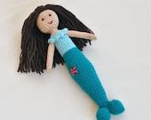 Crochet Mermaid Doll Amigurumi With Brown Hair, Light Skin - Plush Toy For Girls
