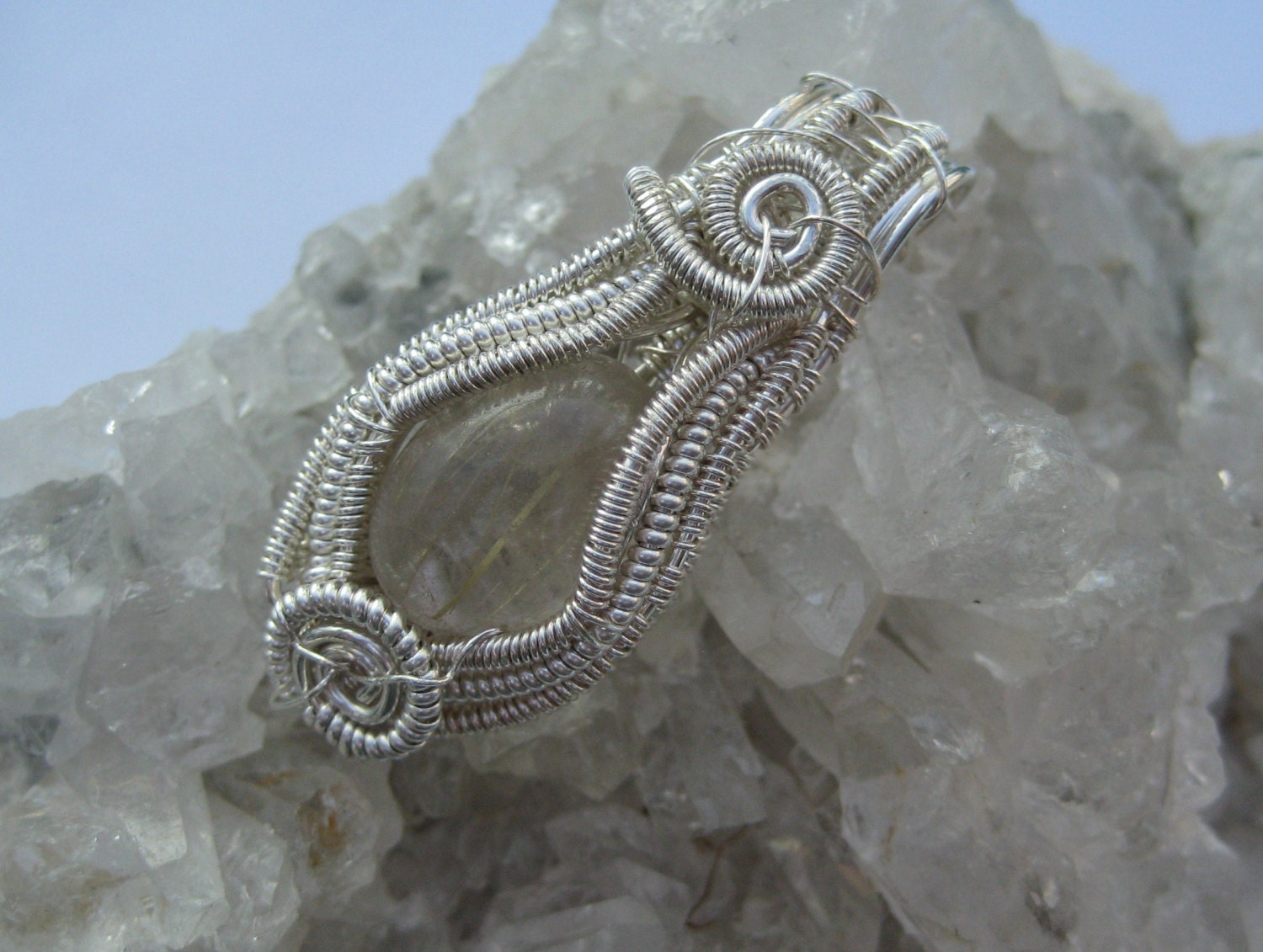 Rutilated Quartz  Pendant / Crystal Wire Wrap / " Simply Stunning" / Sterling Silver Jewelry / Wire Wrapped Jewelry / Elegant  Pendant