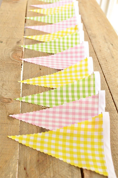 Gorgeous Gingham  - Vintage Bunting Banner - Free Shipping US and Canada