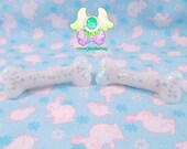 Creepy Cute Bone Hair Clips - White With Blue Stars