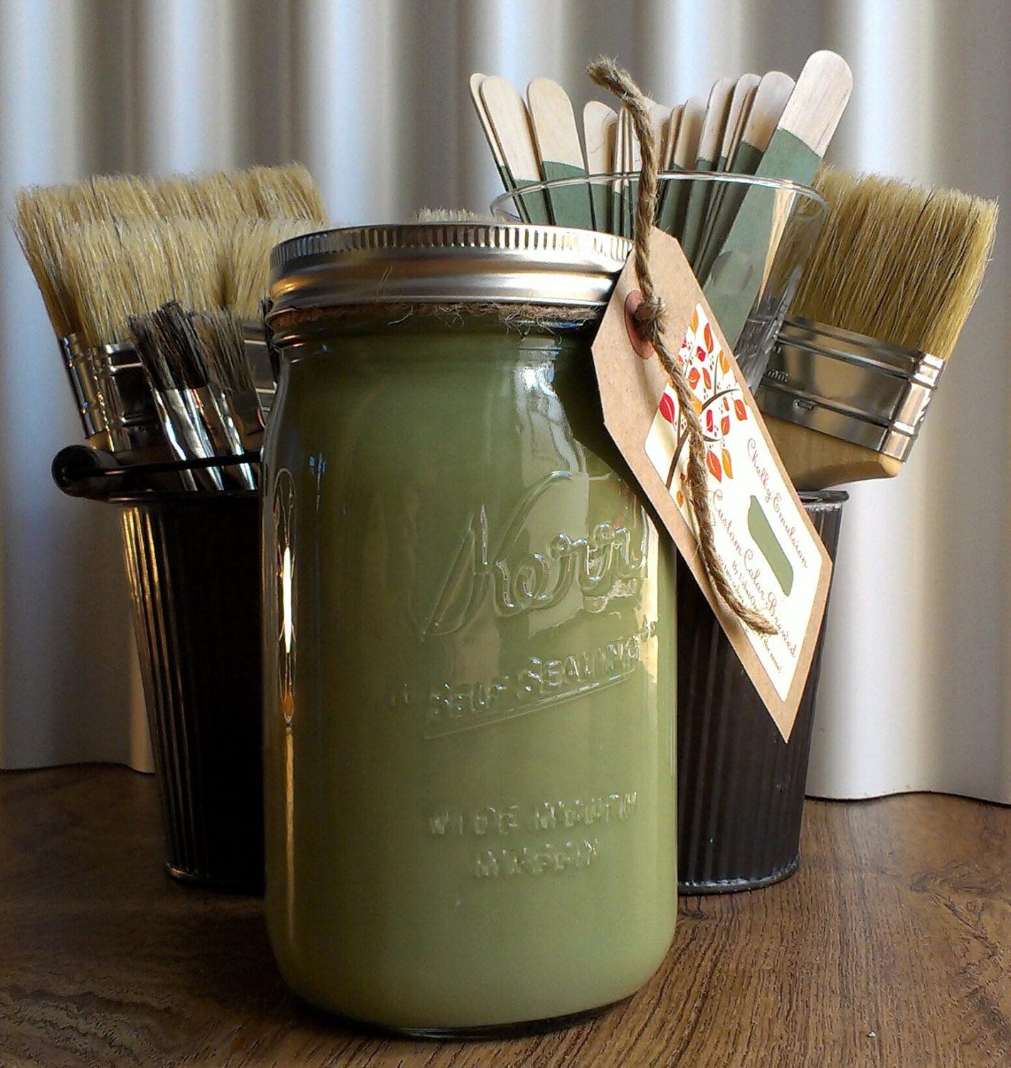 Home Brewed, Olive Green Chalk Finish by UrbanOasisDecor - Handmade in the USA